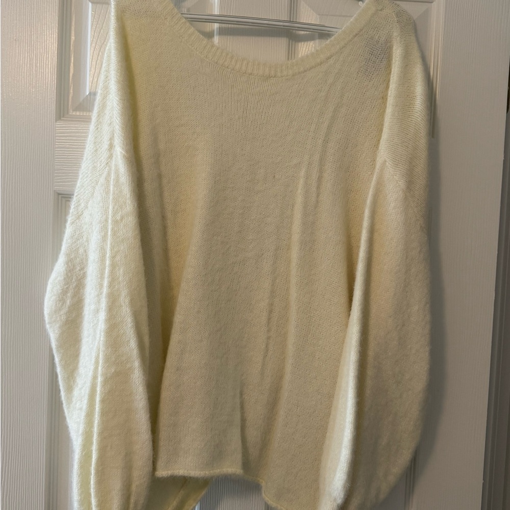 Eloquii Cream Crew Neck Sweater Lightweight Knit
